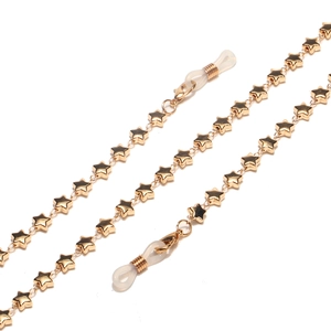 Star Shaped Gold Color Metal Glasses Chain With Anti-slip Silicone Loops Eyewear Strap Holder For Sunglasses