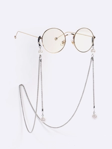 Chaîne De Lunettes Élégante Antidérapante En Laiton Métal Pendentif Künstliche Perle Blanche Cordon Pour Lunettes Femmes Couleur Argent