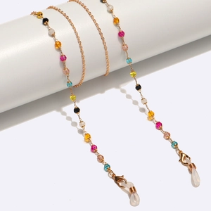 Catena Per Occhiali Con Perline Di Cristallo Colorate Moda Lega Metallo Supporto Antiscivolo Cordino Per Donne
