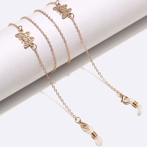 Schmetterling Strass Brillenkette Rutschfester Brillenhalter Legierung Metall Lanyard Für Sonnenbrillen Mode Schmuck Damen