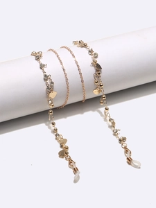 Glasses Chain Heart Charms Rhinestone Alloy Gold Anti Slip Eyewear Lanyard Holder For Sunglasses Decorative Women