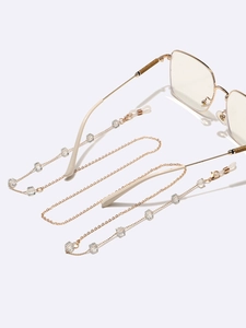Glasses Chain Gold Alloy Lanyard Transparent Crystal Beads Anti Slip Adjustable Silicone Loops Fashion Eyewear Accessory Women