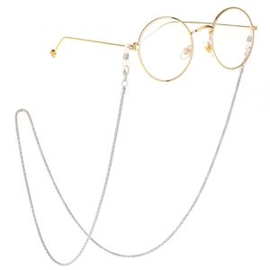 Retro round gold metal glasses with sleek silver anti-slip hollow chain lanyard