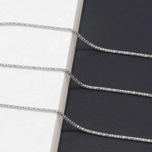 Polished silver wheat chain glasses lanyard with 2.4mm thick anti-slip metal links
