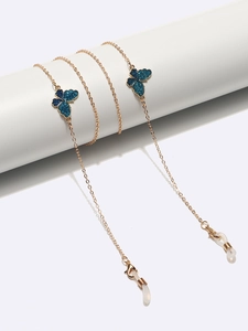 Chaîne De Lunettes Papillon Alliage Métallique Pendentif Paillettes Bleues Cordon Masque Antidérapant Style Punk Femmes