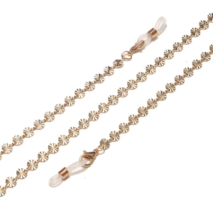 Fashionable gold plated round disk chain for glasses with anti-slip silicone loops