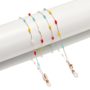Chaîne De Lunettes En Perles De Cristal Colorées Cordon Antidérapant En Métal Pour Lunettes De Soleil Et De Vue