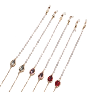 Elegant Glasses Chain Alloy Metal With Faux Artificial Pearl And Teardrop Artificial Gemstone Charm Eyewear Strap For Women