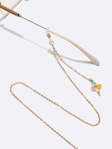 Gold metal eyewear chain with colorful balloon pendants and anti-slip rubber loops