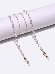 Elegant gold chain with rice-shaped pearls for sunglasses and anti-loss eyewear strap