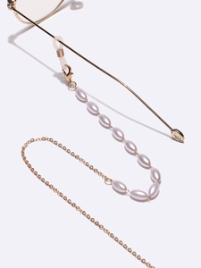 Elegant Imitation Artificial Pearl Gold Tone Glasses Chain Anti-slip Adjustable Eyeglasses Lanyard Strap For Women