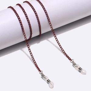 Wine Red Copper Glasses Chain Strap Non Slip Adjustable Metal Eyewear Holder For Women Elegant Fashion Neck Lanyard
