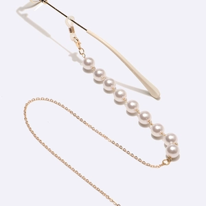 Elegant Faux Artificial Pearl Eyeglass Chain Gold Metal Non-Slip Strap For Women Fashion Handmade Mask Lanyard