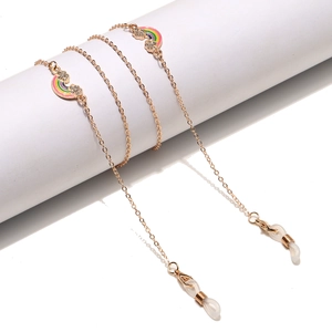 Rainbow Cloud Glasses Chain Rhinestone Copper Metal Non-Slip Eyewear Strap Fashion Face Mask Holder Golden Punk Style Women