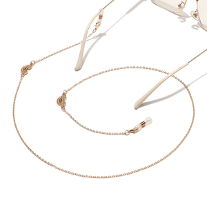 Gold glasses chain featuring rainbow cloud charms and non-slip silicone loops for women
