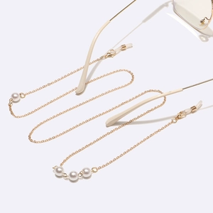 Élégante Chaîne De Lunettes En Fausses Künstliche Perles Blanches Cordon En Alliage Doré Antidérapant Pour Femmes