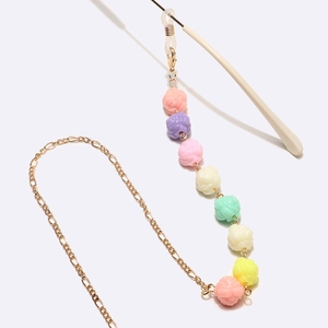 Golden eyewear chain with 8mm macaron resin flowers and silicone loops for glasses