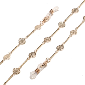 Hollow Round Flower Glasses Chain Gold Metal Non-Slip Eyeglass Lanyards Decorative Sunglasses Strap For Women