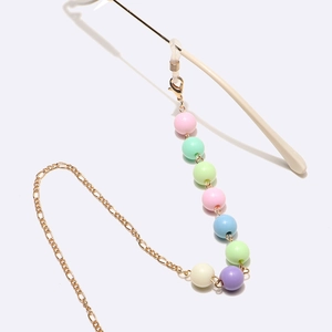Chaîne de lunettes en perles macaron colorées avec maillons dorés et boucles silicone