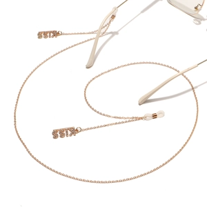 Goldene Punk Brillen kette mit KISS Strassbuchstaben und rutschfesten Schlaufen