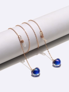 Chaîne de lunettes dorée antidérapante avec pendentif cœur bleu dégradé sur support
