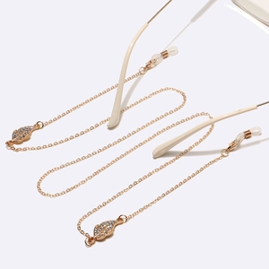 Luxury Gold Plated Copper Rhinestone Leaf Glasses Chain Anti Slip Face Mask Holder Strap Eyewear Decoration Gift For Women