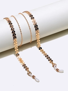 Goldene Brillenkette Kupfer Metall Herz Stern Mond Anhänger Rutschfeste Brillenkordel Damen Maskenhalter Lanyard