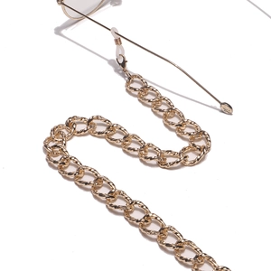 Fashionable gold metal twist chain glasses strap with non-slip silicone loops