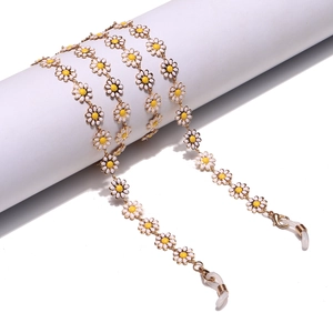 Daisy Flower Glasses Chain For Women Metal Enamel Floral Pendant Anti-Slip Neck Strap Eyewear Lanyard Holder Gold
