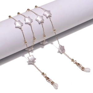 Star Artificial Pearl Beads Glasses Chain Gold Metal Non-Slip Eyewear Lanyard Sunglasses Holder Strap Fashion Women Accessory