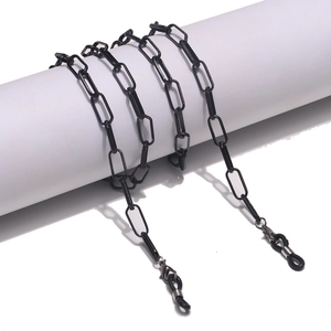 Glasses Chain Aluminum Metal Anti-slip Rectangle Link Eyewear Lanyard For Sunglasses Gun Black Textured Neck Strap