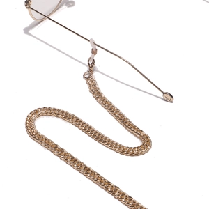 Chic gold flat cuban metal eyewear chain with adjustable anti-slip silicone loops