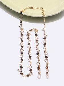 Chaîne de lunettes dorée en forme de cœur avec maillons creux et boucles réglables