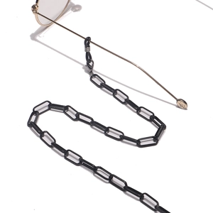 Matte gun black chunky rectangular link glasses chain with anti-slip rubber loops