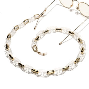 Fashion Acrylic Resin Glasses Chain Anti Slip Eyewear Strap Gold Transparent Link Mask Lanyard