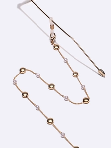 Fashion Gold Plated Alloy Glasses Chain With Faux Artificial Pearl Elegant Anti Slip Eyewear Retainer For Women Sunglasses Strap