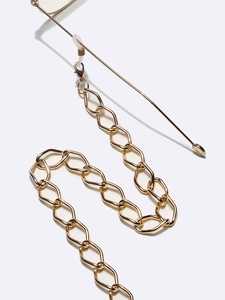 Fashionable thick gold aluminum chain glasses strap with non-slip silicone loops