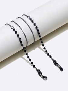 Catenella per occhiali minimalista con perline nere e asole antiscivolo in silicone