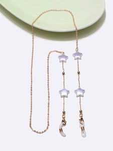 Chaîne De Lunettes En Métal Doré Avec Breloques Étoiles En Künstliche Perles Boucles En Silicone Antidérapantes Mode Femmes