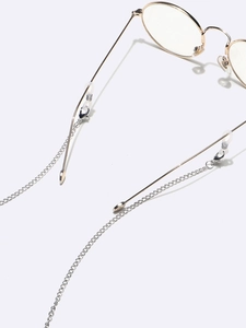Zweiteiliges Set Brillenkette Silber mit schwarz-goldenen Perlen und Silikonösen