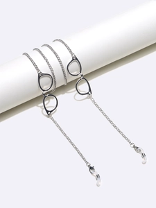 Chaîne De Lunettes En Métal Avec Pendentif Mini Lunettes Boucles Silicone Antidérapantes Cordon Lunettes Mode Décoratif