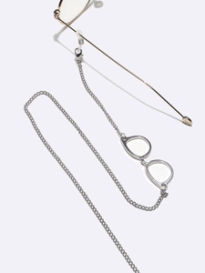 Chaîne de lunettes antidérapante en métal argenté avec pendentif mini lunettes élégant