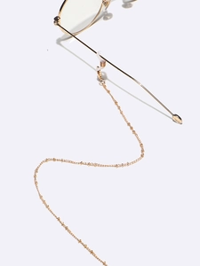 Minimalist gold metal beaded eyeglass chain with non-slip silicone connectors