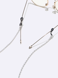 Silver twisted rope eyewear chain with adjustable black rubber loops for glasses