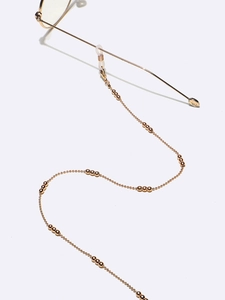 Golden beaded glasses chain with alternating metal beads and anti-slip rubber loops