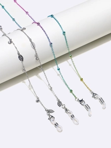 Glasses Chains Copper Leaf Zircon Gradient Beads Lanyards Non Slip Sunglasses Strap Holder For Women Fashion Jewelry