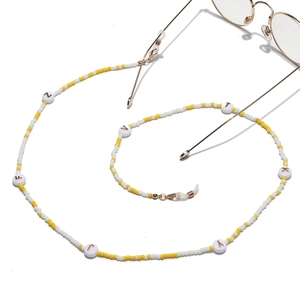 Colorful seed bead glasses chain with gold letters LOVE and anti-slip rubber loops