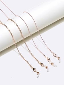 Set de deux chaînes de lunettes or rose avec mailles serpent et mailles classiques