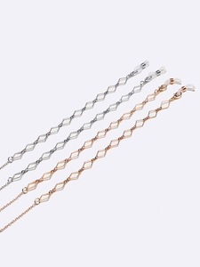 Set of gold and silver geometric diamond link eyewear chains for glasses and masks