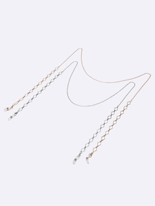 Two-pack geometric diamond-shaped glasses chains in rose gold and silver metal